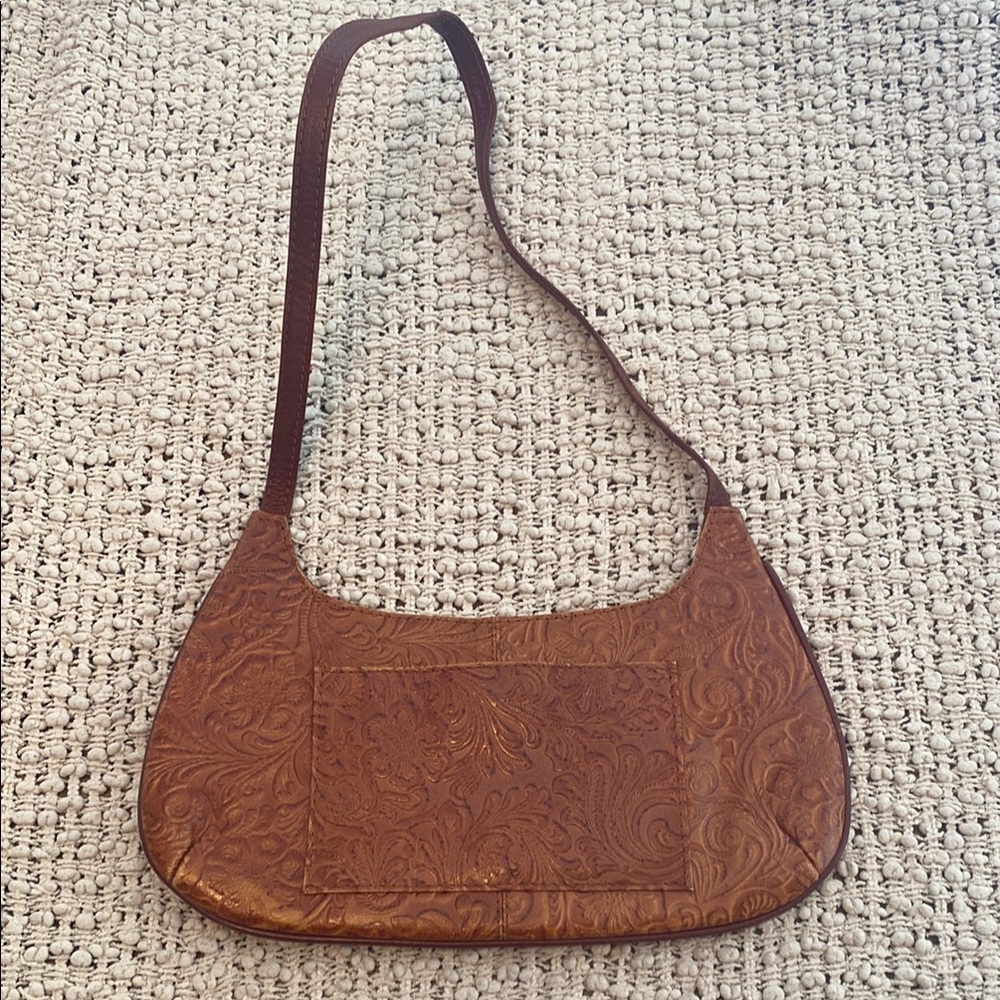 Genuine Leather Brown Embossed Shoulder Bag